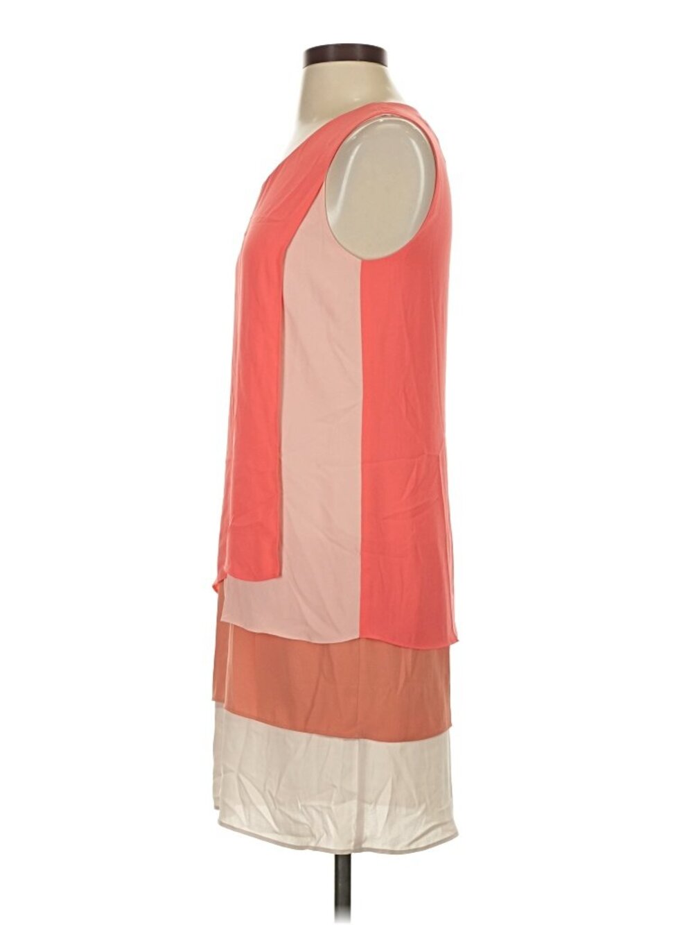 BCBGMAXAZRIA Colorblock High-Low Shift Dress Coral Pink Orange Size 2 - Picture 4 of 7